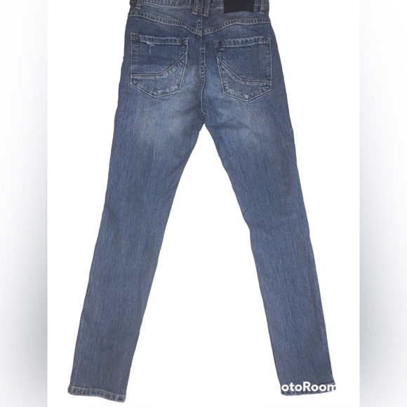 Men’s Empyre Verge Lap Blue Distressed Tapered Skinny Jeans - Picture 9 of 14